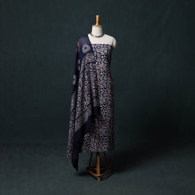 Kutch Hand Block Batik Print Cotton 3pc Unstitched Dress Material Suit Set 27