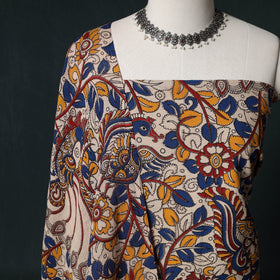 Multicolor - Kalamkari Printed Cotton Unstitched Dress Material Kurta with Dupatta Set 09