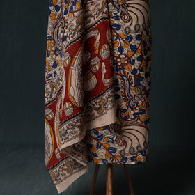 Multicolor - Kalamkari Printed Cotton Unstitched Dress Material Kurta with Dupatta Set 09