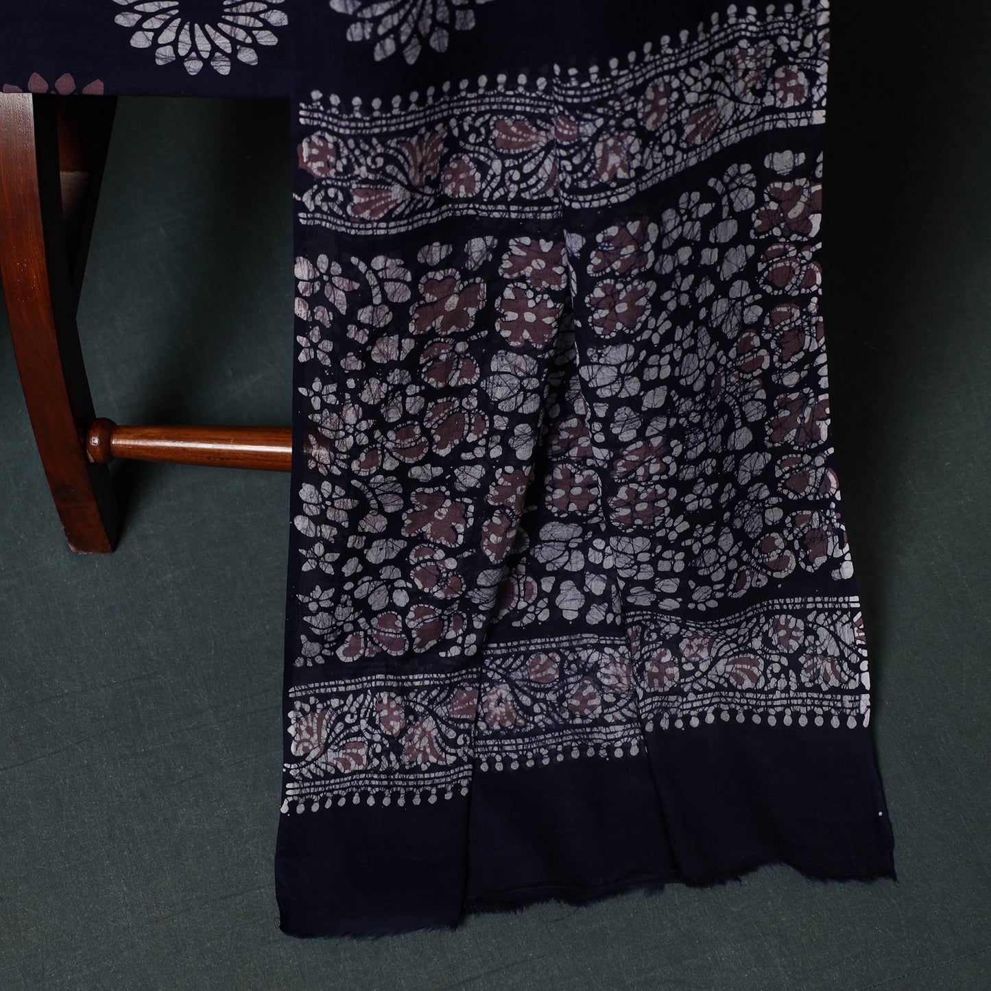 Kutch Hand Block Batik Print Cotton 3pc Unstitched Dress Material Suit Set 27