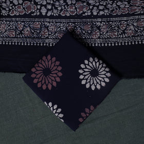 Kutch Hand Block Batik Print Cotton 3pc Unstitched Dress Material Suit Set 27