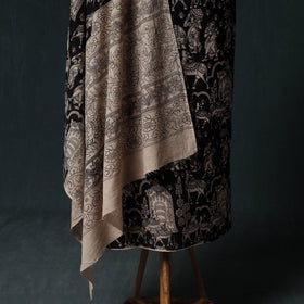 Black - Kalamkari Printed Cotton Unstitched Dress Material Kurta with Dupatta Set 10