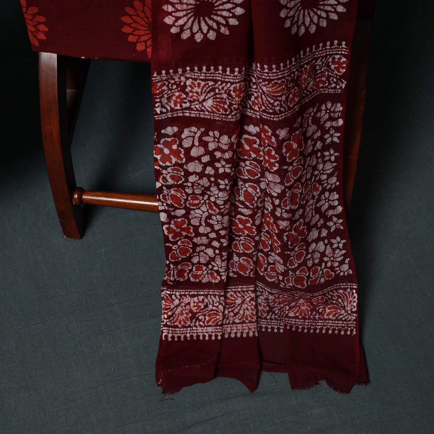 Kutch Hand Block Batik Print Cotton 3pc Unstitched Dress Material Suit Set 28