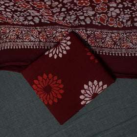 Kutch Hand Block Batik Print Cotton 3pc Unstitched Dress Material Suit Set 28