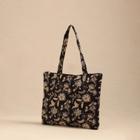 Black - Handmade Quilted Cotton Hand Bag 15