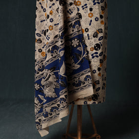 Beige - Kalamkari Printed Cotton Unstitched Dress Material Kurta with Dupatta Set 11