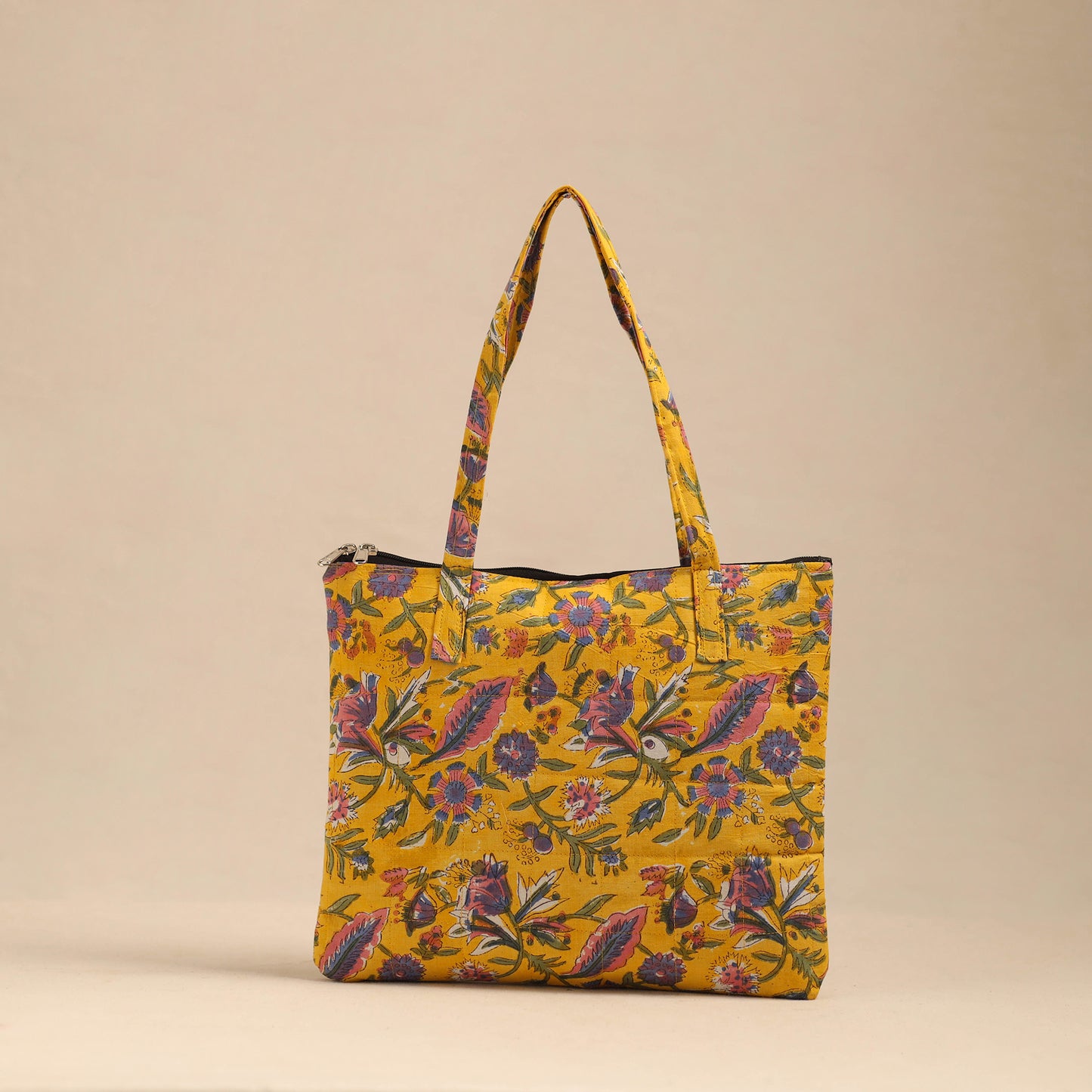 Yellow - Handmade Quilted Cotton Hand Bag 17