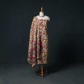 Beige - Kalamkari Printed Cotton Unstitched Dress Material Kurta with Dupatta Set 12