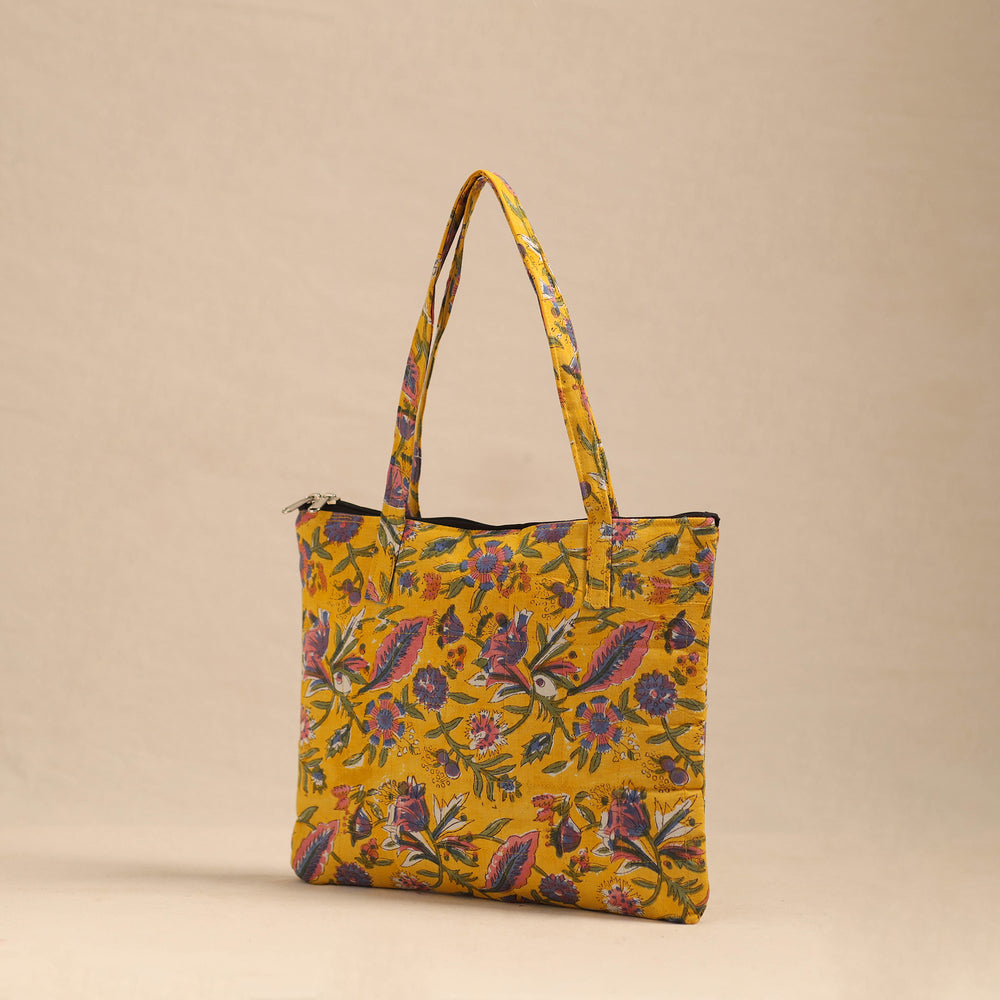 Yellow - Handmade Quilted Cotton Hand Bag 17