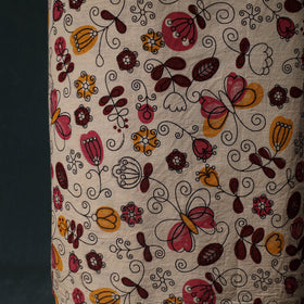 Beige - Kalamkari Printed Cotton Unstitched Dress Material Kurta with Dupatta Set 12
