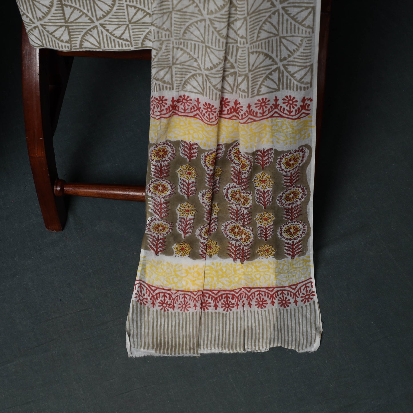 Sanganeri Hand Block Print Cotton Unstitched Dress Material Suit Set 01