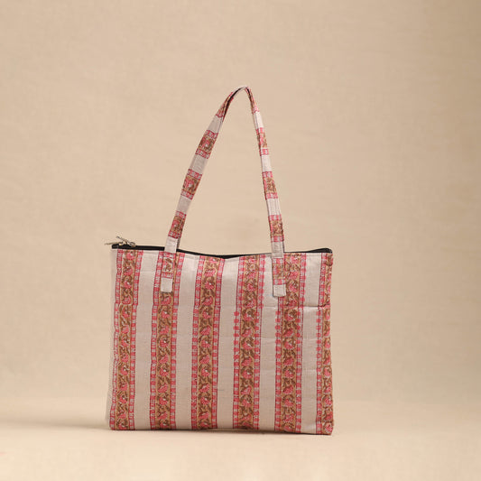 Pink - Handmade Quilted Cotton Hand Bag 27