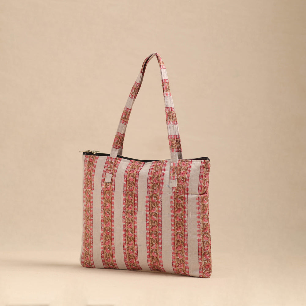 Pink - Handmade Quilted Cotton Hand Bag 27