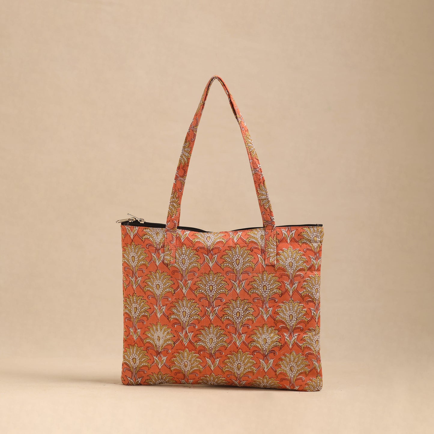 Orange - Handmade Quilted Cotton Hand Bag 30