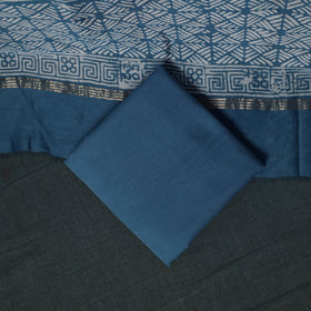 Kutch Hand Block Batik Print Chanderi Silk 2pc Unstitched Dress Material Kurta Set 33