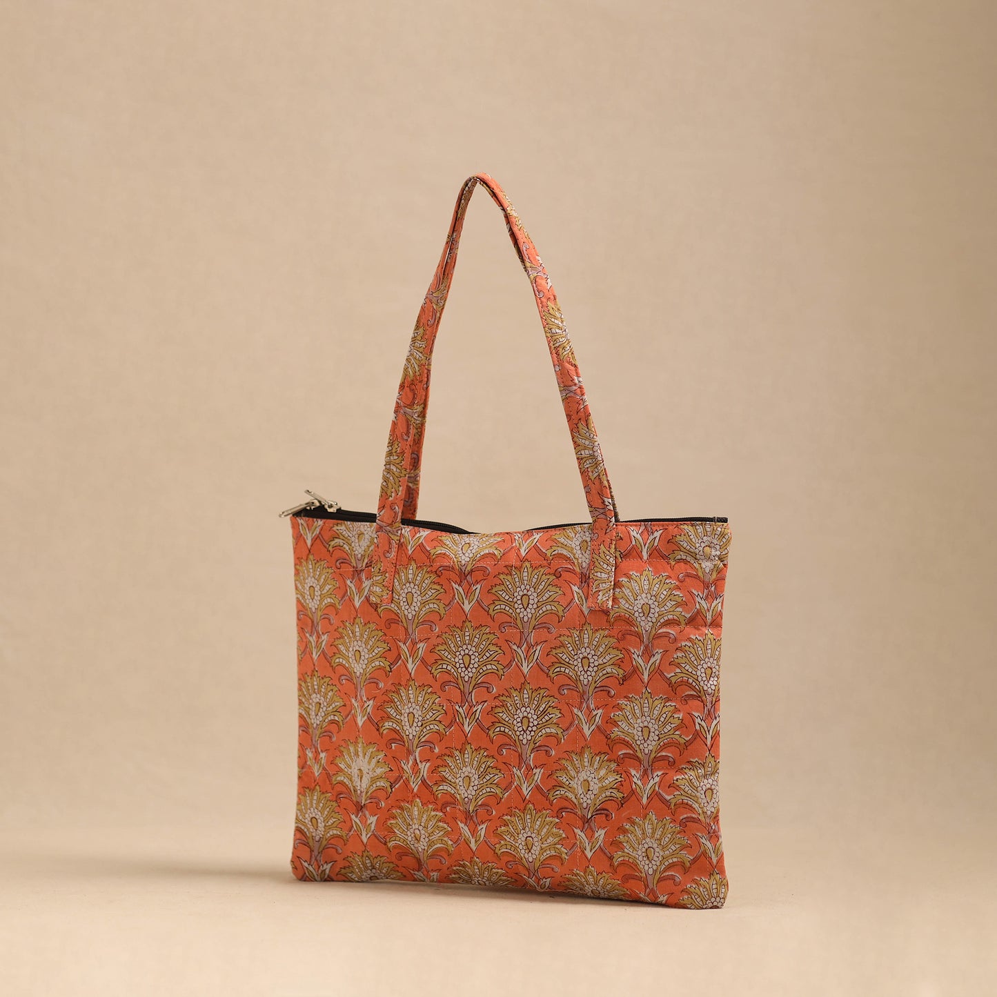 Orange - Handmade Quilted Cotton Hand Bag 30