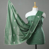 Green - 2pc Handloom Bengal Jamdani Cotton Dress Material 02