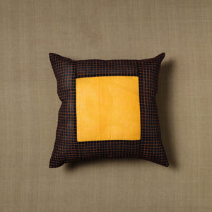 Black - Patchwork Cotton Kanchipuram Cushion Cover (16 x 16 in) 33