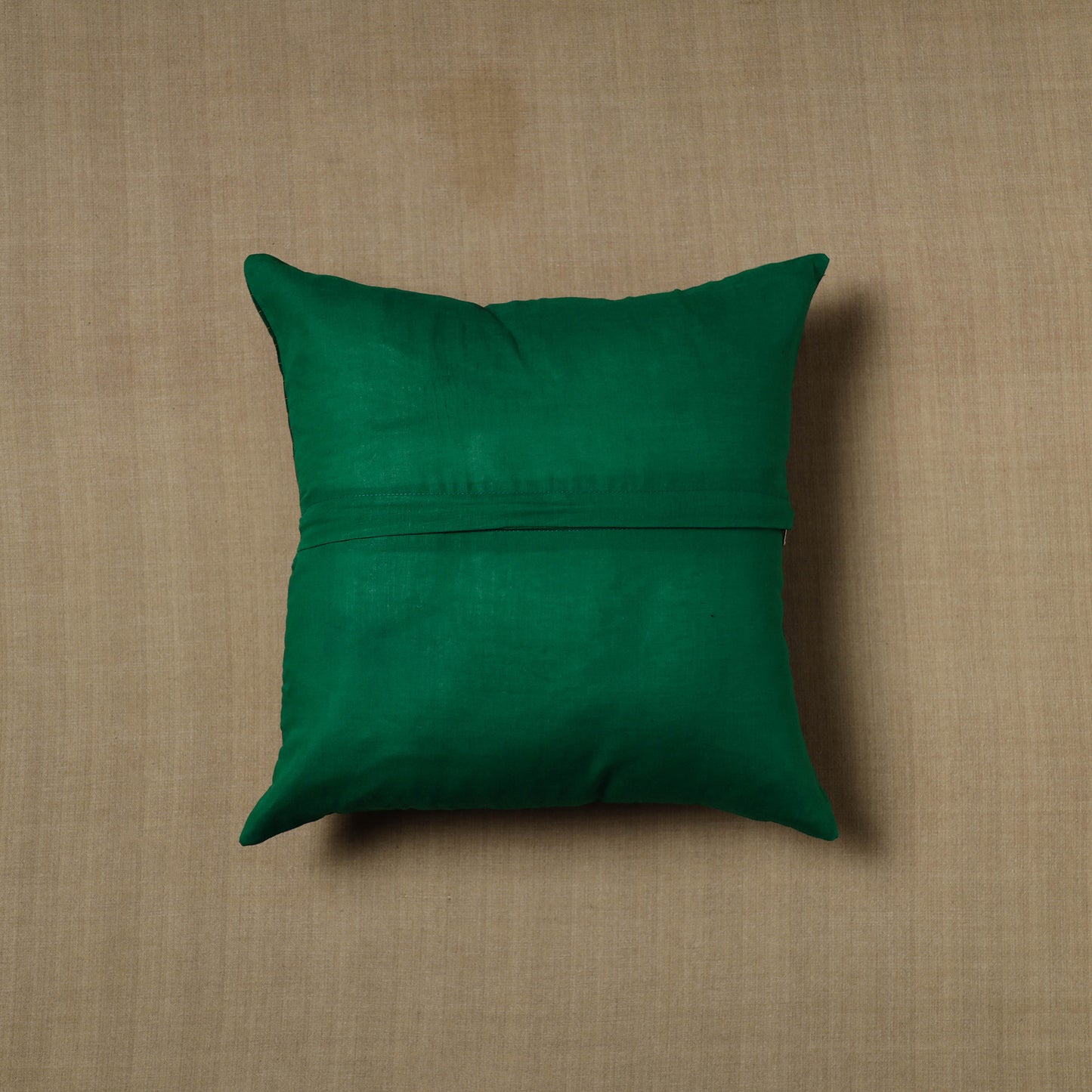 Green - Patchwork Cotton Kanchipuram Cushion Cover (16 x 16 in) 32