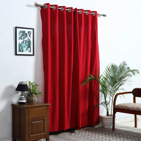 Buy Red Cotton Door Jacquard Curtain (7 x 3 Feet) 