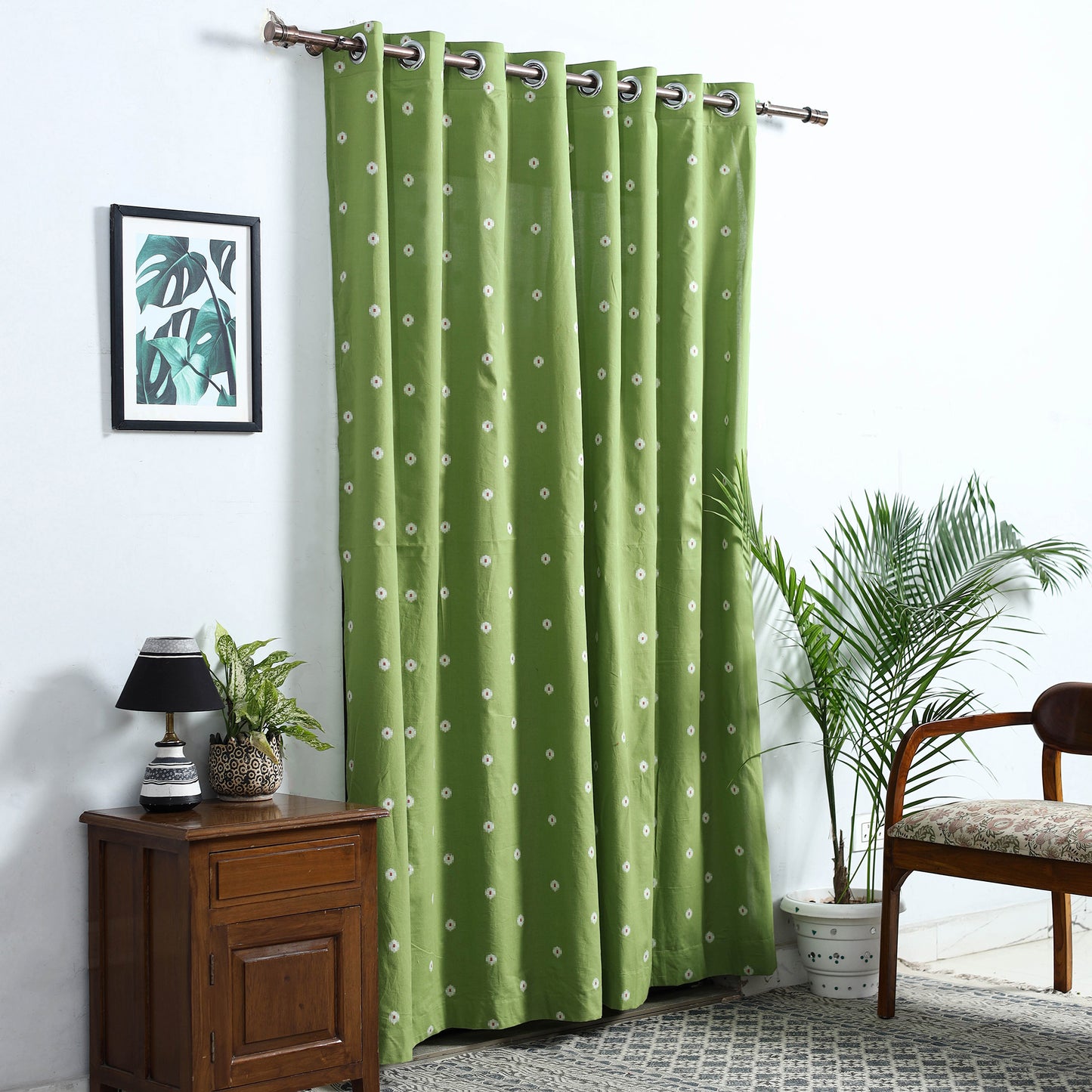 Green - Cotton Door Jacquard Curtain (7 x 3 Feet) 01
