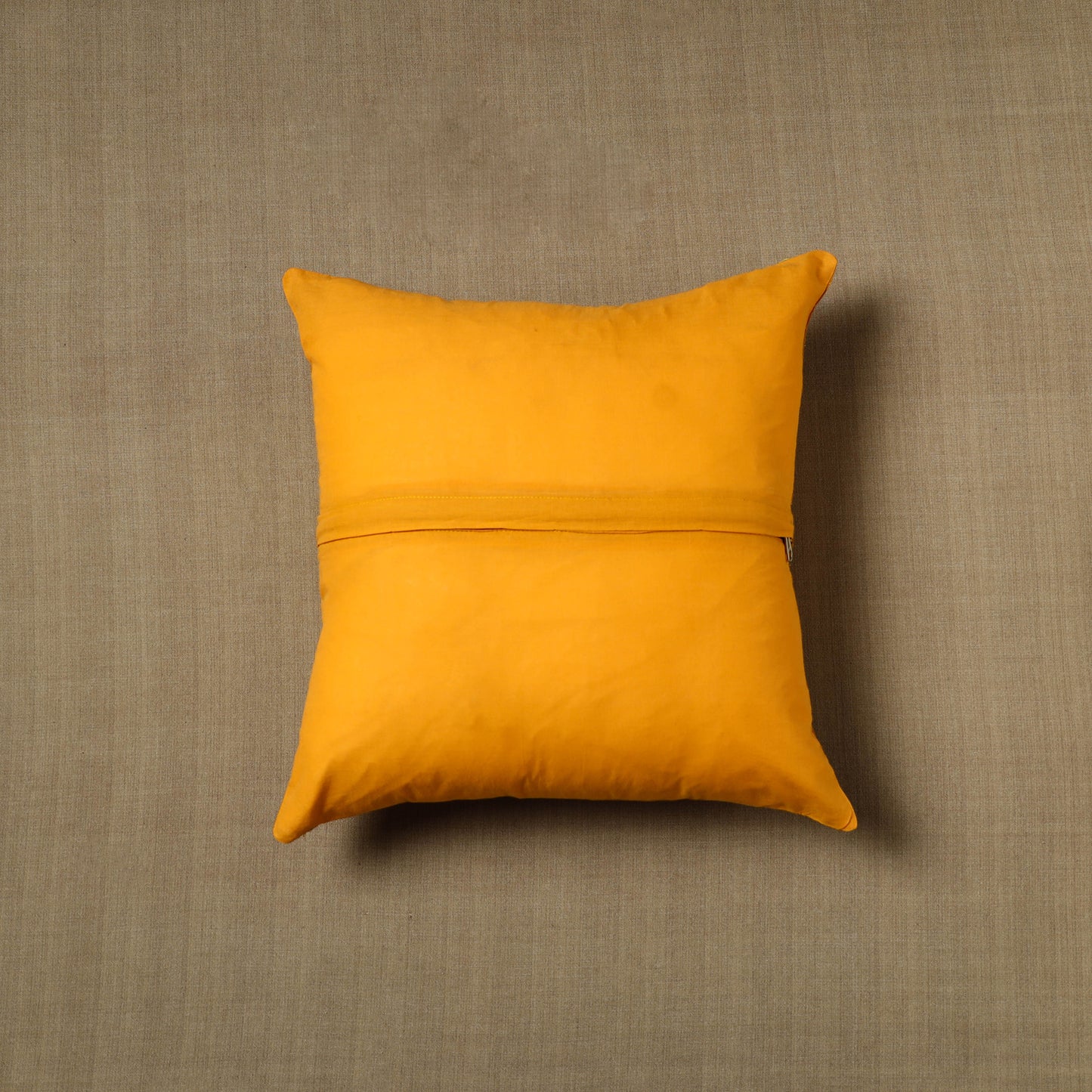 Yellow - Patchwork Cotton Kanchipuram Cushion Cover (16 x 16 in) 30