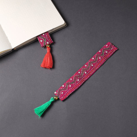 Kantha Embroidery Fabric Bookmark with Tassel 03