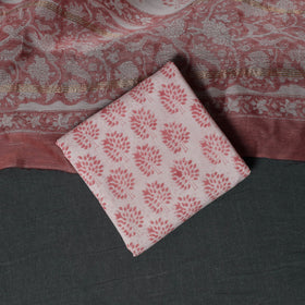 Sanganeri Hand Block Print Chanderi Silk Unstitched Dress Material Suit Set 07
