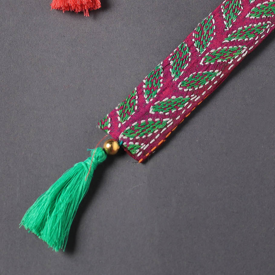 Kantha Embroidery Fabric Bookmark with Tassel 05