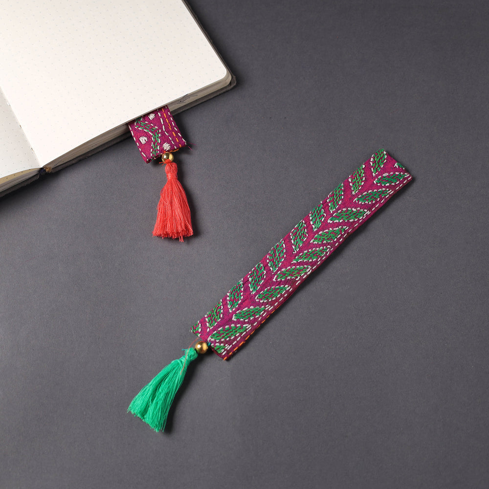 Kantha Embroidery Fabric Bookmark with Tassel 05