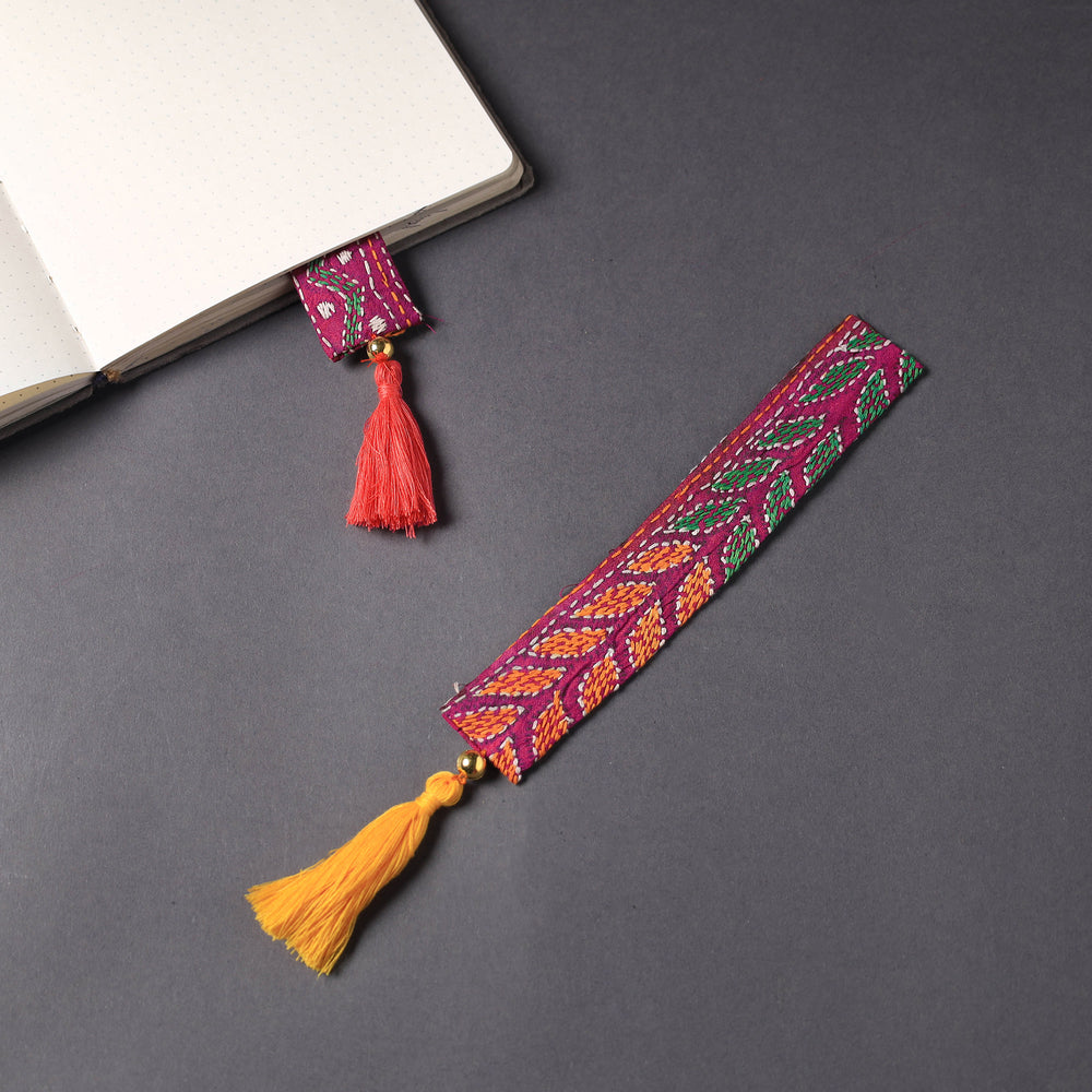 Kantha Embroidery Fabric Bookmark with Tassel 06