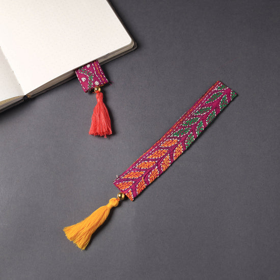 Kantha Embroidery Fabric Bookmark with Tassel 06