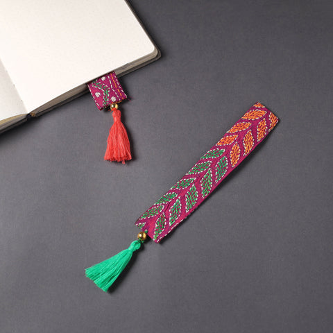 Kantha Embroidery Fabric Bookmark with Tassel 07