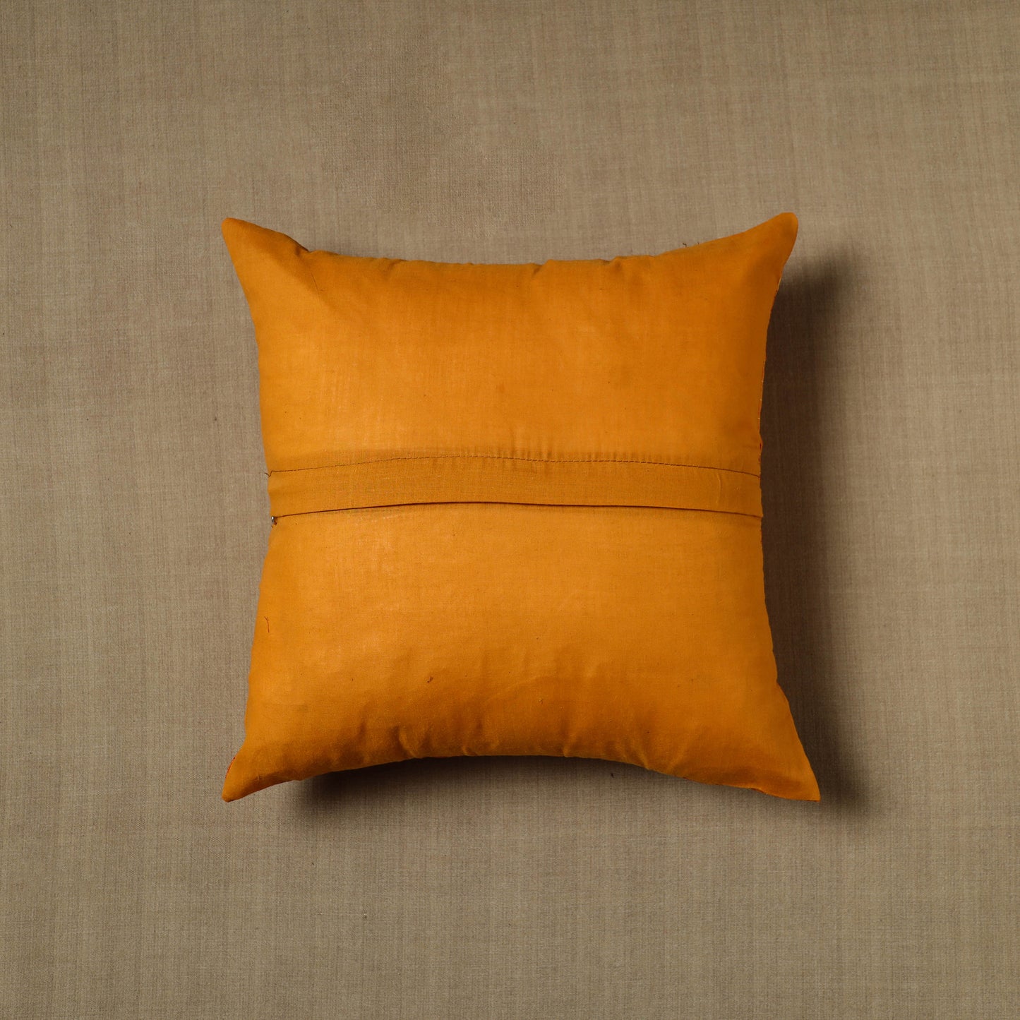 Orange - Patchwork Cotton Kanchipuram Cushion Cover (16 x 16 in) 28