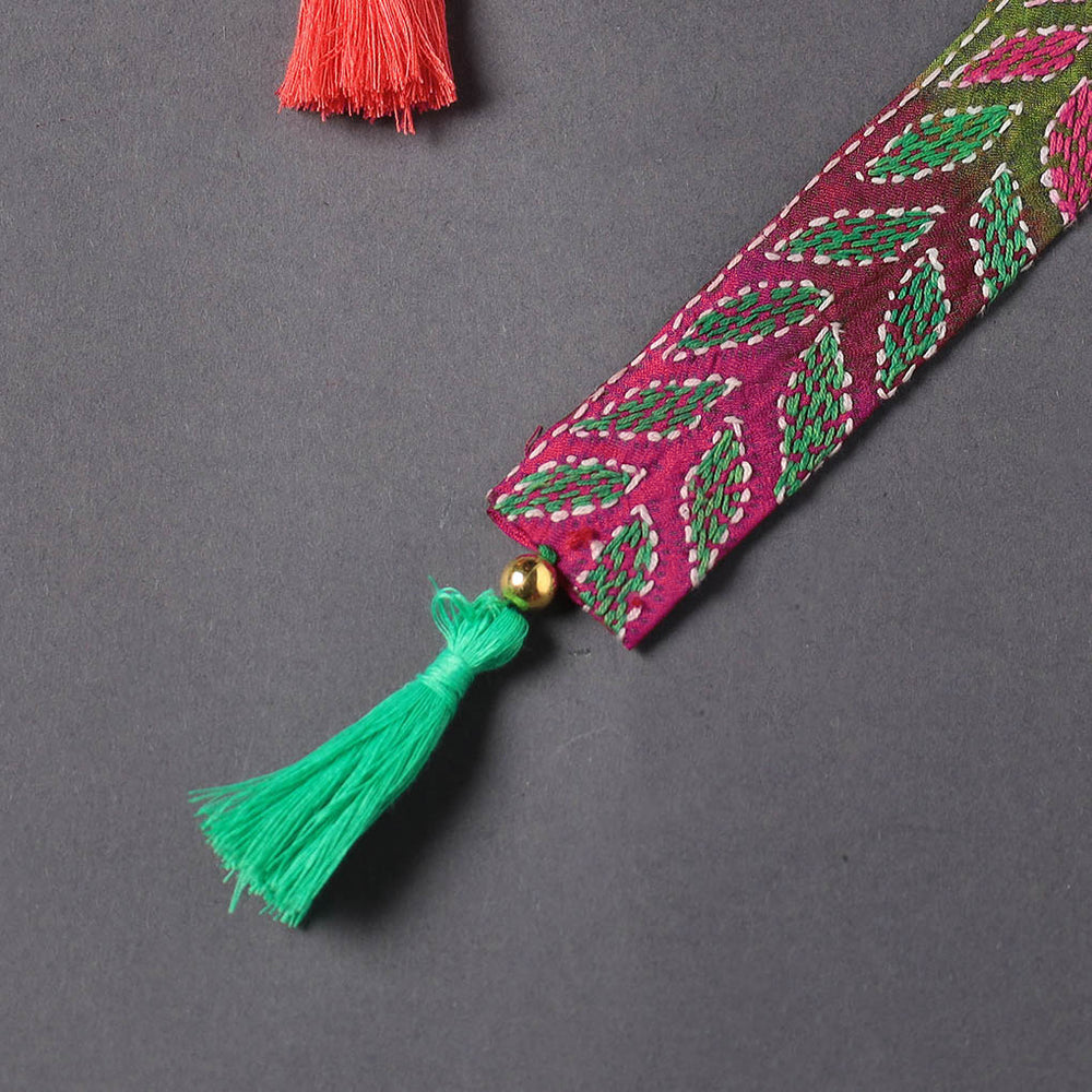 Kantha Embroidery Fabric Bookmark with Tassel 09