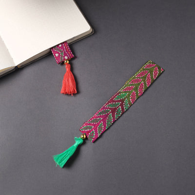 Kantha Embroidery Fabric Bookmark with Tassel 09