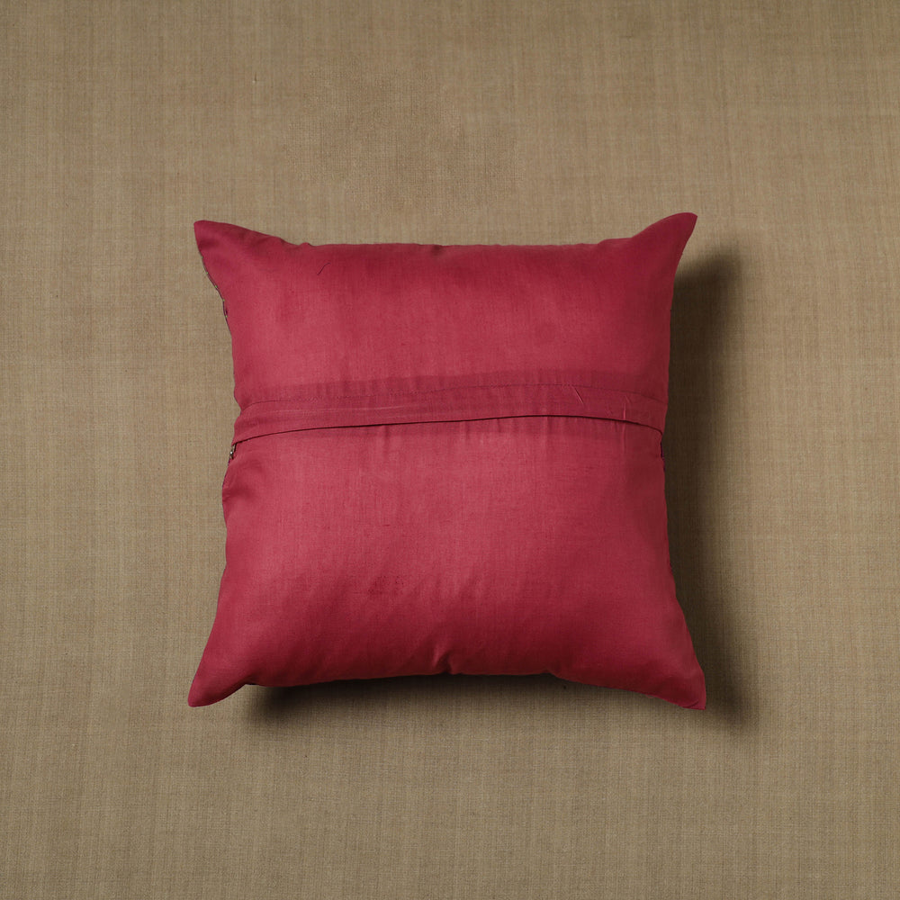 Purple - Patchwork Cotton Kanchipuram Cushion Cover (16 x 16 in) 27