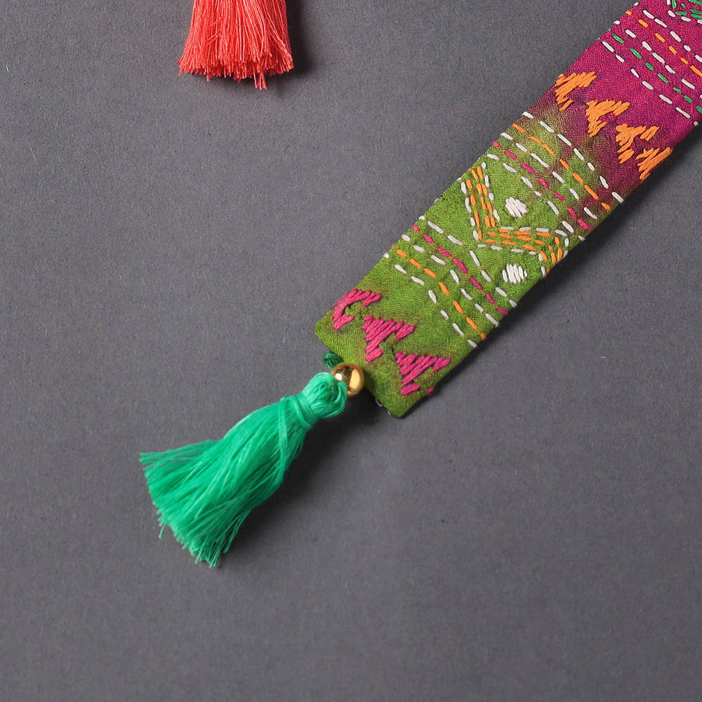 Kantha Embroidery Fabric Bookmark with Tassel 10