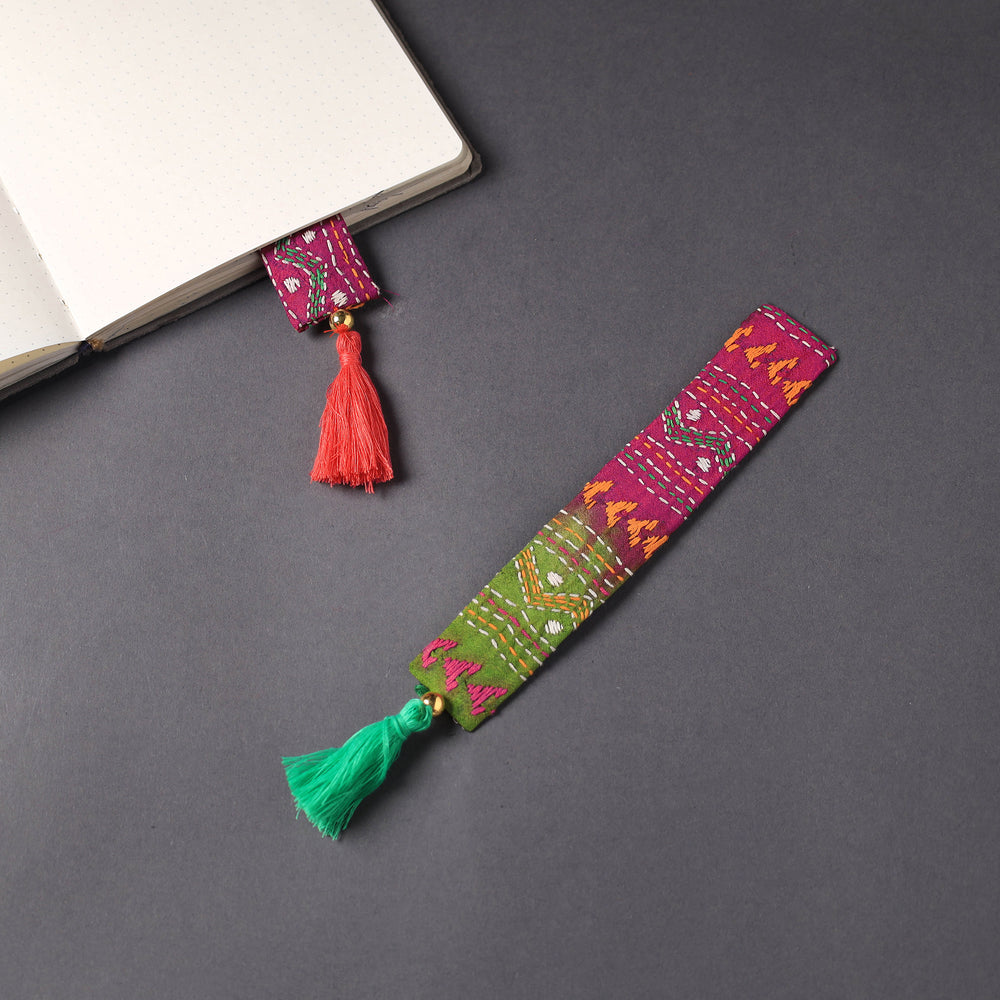 Kantha Embroidery Fabric Bookmark with Tassel 10