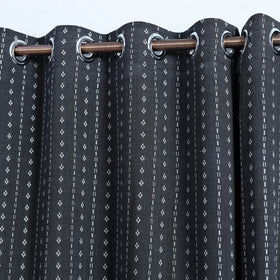  Black Cotton Door Jacquard Curtain (7 x 3 Feet) 