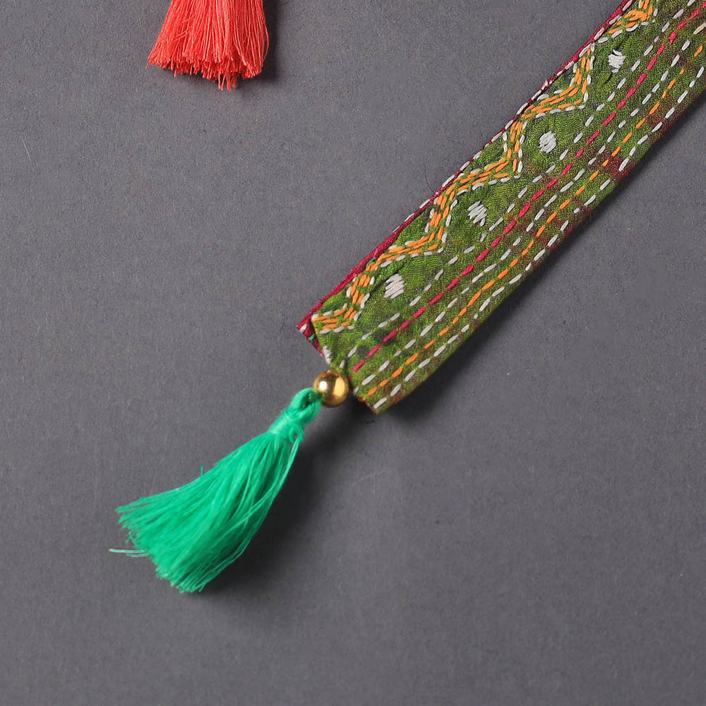 Kantha Embroidery Fabric Bookmark with Tassel 12