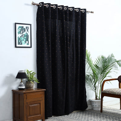 Buy Black Cotton Door Jacquard Curtain (7 x 3 Feet) 