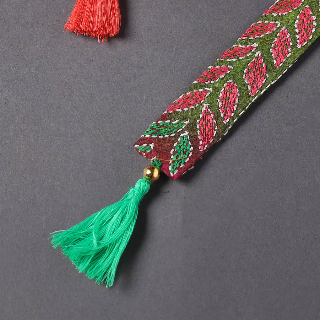 Kantha Embroidery Fabric Bookmark with Tassel 15