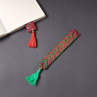 Kantha Embroidery Fabric Bookmark with Tassel 15