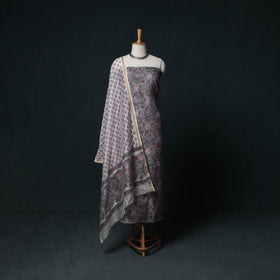 Sanganeri Hand Block Print Chanderi Silk Unstitched Dress Material Suit Set 10