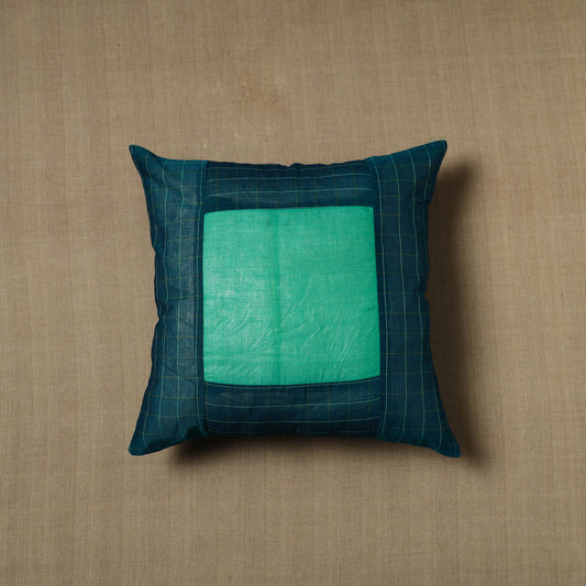 Green - Patchwork Cotton Kanchipuram Cushion Cover (16 x 16 in) 24