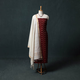 Sambalpuri Ikat Cotton 2pc Unstitched Dress Material Kurta Set with Jewellery 04