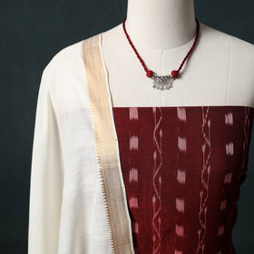 Sambalpuri Ikat Cotton 2pc Unstitched Dress Material Kurta Set with Jewellery 04