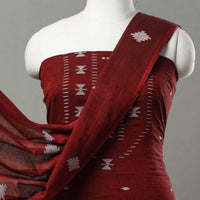 Maroon - 2pc Handloom Bengal Jamdani Cotton Dress Material 13