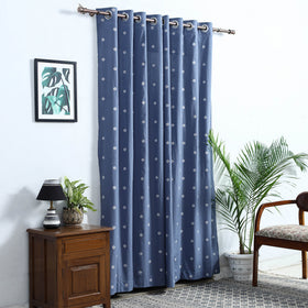 Buy Blue Cotton Door Jacquard Curtain (7 x 3 Feet) 